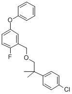 3-Phenoxy-6-fluorobenzyl 2-(4-chlorophenyl)-2-methylpropyl ether 化学構造式