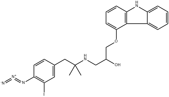 1-[[2-(4-叠氮基-3-碘苯基)-1,1-二甲基乙基]氨基]-3-(9H-咔唑-4-基氧基)-2-丙醇, 83538-85-6, 结构式