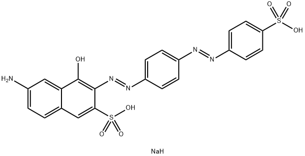 disodium 6-amino-4-hydroxy-3-[[4-[(4-sulphonatophenyl)azo]phenyl]azo]naphthalene-2-sulphonate 结构式