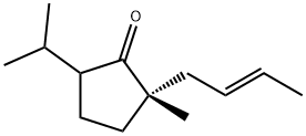 Cyclopentanone, 2-(2E)-2-butenyl-2-methyl-5-(1-methylethyl)-, (2S)- (9CI) 化学構造式