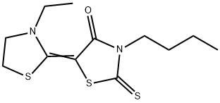 3-butyl-5-(3-ethylthiazolidin-2-ylidene)-2-thioxothiazolidin-4-one Struktur