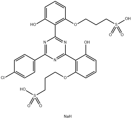 disodium 3,3'-[[6-(4-chlorophenyl)-1,3,5-triazine-2,4-diyl]bis[(3-hydroxy-2,1-phenylene)oxy]]bispropanesulphonate ,83803-41-2,结构式