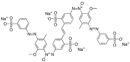 tetrasodium 4,4'-bis[[2-methoxy-5-methyl-4-[(3-sulphonatophenyl)azo]phenyl]-O,N,N-azoxy]stilbene-2,2'-disulphonate Structure