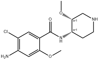 rel-4-アミノ-5-クロロ-N-(3β*-メトキシピペリジン-4β*-イル)-2-メトキシベンズアミド 化学構造式