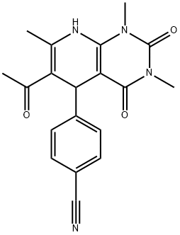 4-(6-ACETYL-1,3,7-TRIMETHYL-2,4-DIOXO-1,2,3,4,5,8-HEXAHYDROPYRIDO[2,3-D]PYRIMIDIN-5-YL)BENZONITRILE Structure