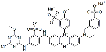 3-[[4-[(4-氯-6-甲氧基-1,3,5-三嗪-2-基)氨基]-2-磺基苯基]氨基]-7-[乙基[(3-磺基苯基)甲基]氨基]-5-(4-甲氧基-3-磺基苯基)吩嗪内盐二钠盐,83929-57-1,结构式