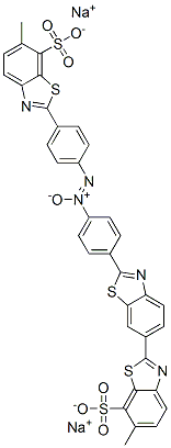 disodium 6-methyl-2'-[4-[[4-(6-methyl-7-sulphonatobenzothiazol-2-yl)phenyl]-NNO-azoxy]phenyl][2,6'-bibenzothiazole]-7-sulphonate Structure