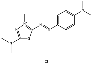 5-(ジメチルアミノ)-2-[[4-(ジメチルアミノ)フェニル]アゾ]-3-メチル-1,3,4-チアジアゾール-3-イウム・クロリド 化学構造式