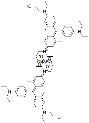 bis[[4-[[4-(diethylamino)phenyl][4-[ethyl(2-hydroxyethyl)amino]-2-methylphenyl]methylene]-3-methyl-2,5-cyclohexadien-1-ylidene]ethyl(2-hydroxyethyl)ammonium] sulphate,83950-32-7,结构式