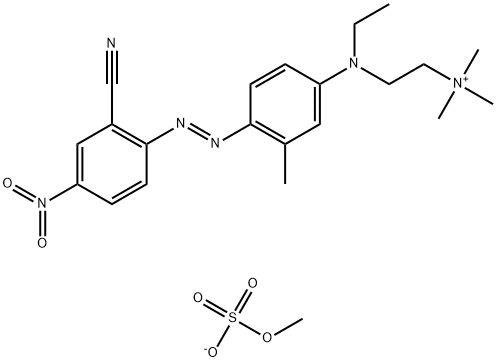 2-[[4-[(2-シアノ-4-ニトロフェニル)アゾ]-3-メチルフェニル]エチルアミノ]-N,N,N-トリメチルエタンアミニウム・(硫酸メチル)アニオン 化学構造式