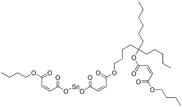 butyl (Z,Z,Z)-6-[(4-butoxy-1,4-dioxobut-2-enyl)oxy]dodec-6-yl-4,8,11-trioxo-5,7,12-trioxa-6-stannahexadeca-2,9-dienoate Structure