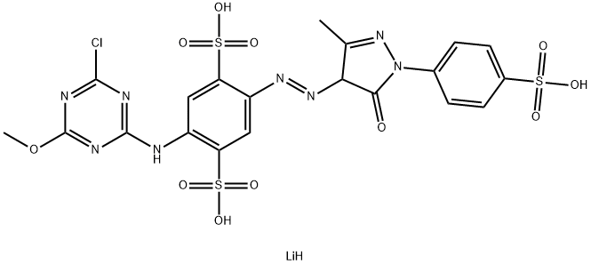 trilithium 2-[(4-chloro-6-methoxy-1,3,5-triazin-2-yl)amino]-5-[[4,5-dihydro-3-methyl-5-oxo-1-(4-sulphonatophenyl)-1H-pyrazol-4-yl]azo]benzene-1,4-disulphonate,84051-91-2,结构式