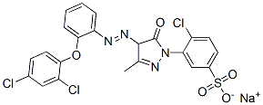 sodium 4-chloro-3-[4-[[2-(2,4-dichlorophenoxy)phenyl]azo]-4,5-dihydro-3-methyl-5-oxo-1H-pyrazol-1-yl]benzenesulphonate Struktur