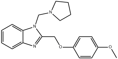 1H-Benzimidazole, 2-((4-methoxyphenoxy)methyl)-1-(1-pyrrolidinylmethyl )- Structure