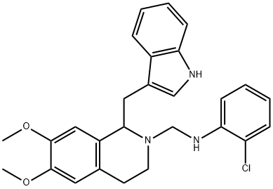 2(1H)-Isoquinolinemethanamine, 3,4-dihydro-N-(2-chlorophenyl)-6,7-dime thoxy-1-(1H-indol-3-ylmethyl)-|