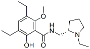 N-[[(2S)-1-エチル-2-ピロリジニル]メチル]-2-ヒドロキシ-3,5-ジエチル-6-メトキシベンズアミド 化学構造式