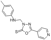 1,3,4-Oxadiazole-2(3H)-thione, 3-(((4-methylphenyl)amino)methyl)-5-(4- pyridinyl)- 化学構造式