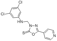 1,3,4-Oxadiazole-2(3H)-thione, 3-(((3,5-dichlorophenyl)amino)methyl)-5 -(4-pyridinyl)- 化学構造式