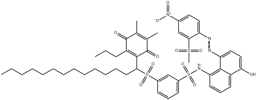 3-[[1-(4,5-dimethyl-3,6-dioxo-2-propylcyclohexa-1,4-dien-1-yl)tetradecyl]sulphonyl]-N-[5-hydroxy-8-[[2-(methylsulphonyl)-4-nitrophenyl]azo]-1-naphthyl]benzenesulphonamide 结构式