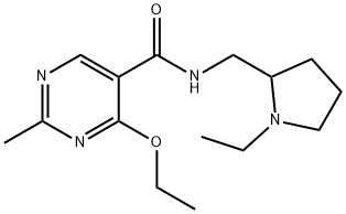 5-Pyrimidinecarboxamide, 4-ethoxy-N-((1-ethyl-2-pyrrolidinyl)methyl)-2 -methyl-,84332-33-2,结构式