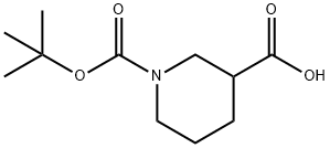 1-(tert-ブトキシカルボニル)-3-ピペリジンカルボン酸 化学構造式