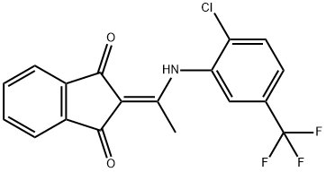 2-{1-[2-chloro-5-(trifluoromethyl)anilino]ethylidene}-1H-indene-1,3(2H)-dione Struktur