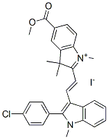2-[2-[2-(4-chlorophenyl)-1-methyl-1H-indol-3-yl]vinyl]-5-(methoxycarbonyl)-1,3,3-trimethyl-3H-indolium iodide 结构式