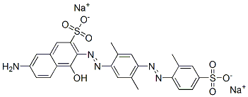 disodium 7-amino-3-[[2,5-dimethyl-4-[(2-methyl-4-sulphonatophenyl)azo]phenyl]azo]-4-hydroxynaphthalene-2-sulphonate Struktur