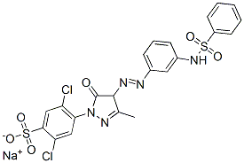 sodium 2,5-dichloro-4-[4,5-dihydro-3-methyl-5-oxo-4-[[3-[(phenylsulphonyl)amino]phenyl]azo]-1H-pyrazol-1-yl]benzenesulphonate 结构式