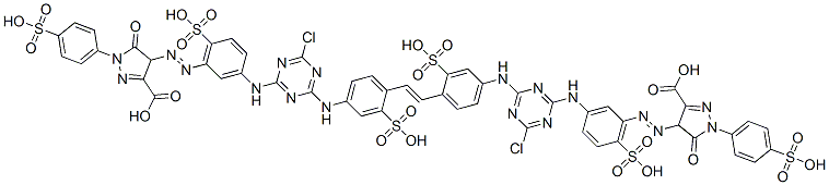 4,4'-[1,2-vinylenebis[(3-sulpho-p-phenylene)imino(6-chloro-1,3,5-triazine-4,2-diyl)imino(6-sulpho-m-phenylene)azo]]bis[4,5-dihydro-5-oxo-1-(4-sulphophenyl)1H-pyrazole-3-carboxylic] acid  Structure