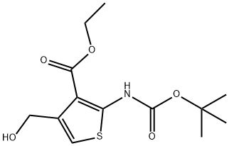 3-THIOPHENECARBOXYLIC ACID, 2-[[(1,1-DIMETHYLETHOXY)CARBONYL]AMINO]-4-(HYDROXYMETHYL)-, ETHYL ESTER Struktur