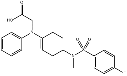 3-[[(4-氟苯基)磺酰基]甲基氨基]-1,2,3,4-四氢-9H-咔唑-9-乙酸, 844639-57-2, 结构式