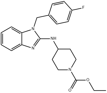 Ethyl 4-[[1-[(4-fluorophenyl)methyl]-1H-benzimidazol-2-yl]amino]piperidine-1-carboxylate Struktur