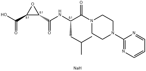 Oxiranecarboxylic acid, 3-(((3-methyl-1-((4-(2-pyrimidinyl)-1-piperazi nyl)carbonyl)butyl)amino)carbonyl)-, monosodium salt, (2S-(2-alpha,3-b eta(R*)))- 化学構造式