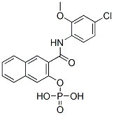 N-(4-クロロ-2-メトキシフェニル)-3-(ホスホノオキシ)-2-ナフタレンカルボアミド 化学構造式