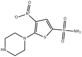 4-NITRO-5-PIPERAZINOTHIOPHENE-2-SULFONAMIDE 化学構造式