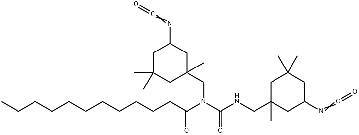 N-[(5-isocyanato-1,3,3-trimethylcyclohexyl)methyl]-N-[N-[(5-isocyanato-1,3,3-trimethylcyclohexyl)methyl]carbamoyl]lauramide Structure