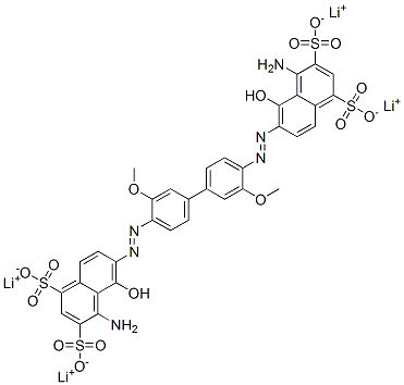 tetralithium 6,6'-[(3,3'-dimethoxy[1,1'-biphenyl]-4,4'-diyl)bis(azo)]bis[4-amino-5-hydroxynaphthalene-1,3-disulphonate] Struktur