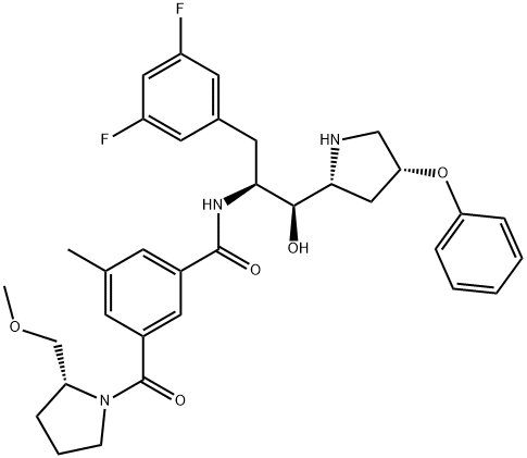 BenzaMide, N-[(1S,2R)-1-[(3,5-difluorophenyl)Methyl]-2-hydroxy-2-[(2R,4R)-4-phenoxy-2-pyrrolidinyl]ethyl]-3-[[(2R)-2-(MethoxyMethyl)-1-pyrrolidinyl]carbonyl]-5-Methyl-|