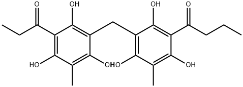 1-[2,4,6-Trihydroxy-3-methyl-5-[[2,4,6-trihydroxy-3-methyl-5-(1-oxopropyl)phenyl]methyl]phenyl]-1-butanone,84633-06-7,结构式