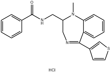Benzamide, N-((2,3-dihydro-1-methyl-5-(3-thienyl)-1H-1,4-benzodiazepin -2-yl)methyl)-, monohydrochloride,84671-55-6,结构式