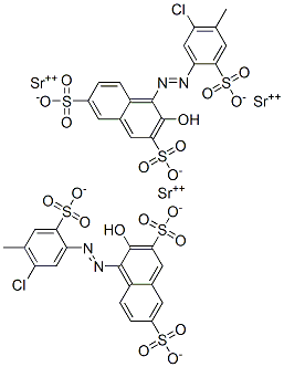 4-[(5-chloro-4-methyl-2-sulphophenyl)azo]-3-hydroxynaphthalene-2,7-disulphonic acid, strontium salt Structure