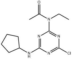 N-[4-クロロ-6-(シクロペンチルアミノ)-1,3,5-トリアジン-2-イル]-N-エチルアセトアミド 化学構造式