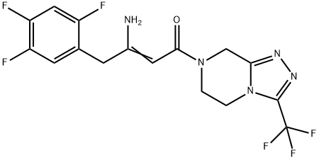 1,2,4-Triazolo[4,3-a]pyrazine, 7-[3-amino-1-oxo-4-(2,4,5-trifluorophenyl)-2-butenyl]-5,6,7,8-tetrahydro- 3-(trifluoromethyl)- 化学構造式