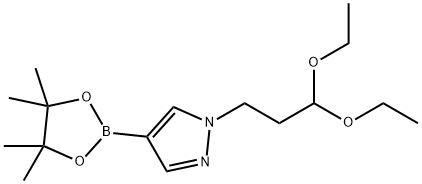 1-(3,3-ジエトキシプロピル)-4-(4,4,5,5-テトラメチル-1,3,2-ジオキサボロラン-2-イル)-1H-ピラゾール 化学構造式
