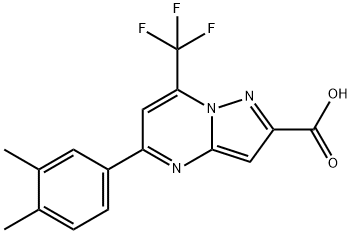 5-(3,4-DIMETHYLPHENYL)-7-(TRIFLUOROMETHYL)PYRAZOLO[1,5-A]PYRIMIDINE-2-CARBOXYLIC ACID Struktur