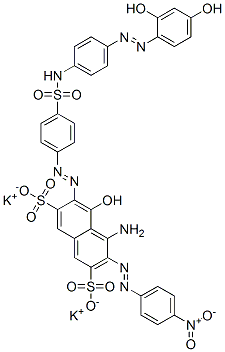 4-amino-6-[[4-[[[4-[(2,4-dihydroxyphenyl)azo]phenyl]amino]sulphonyl]phenyl]azo]-5-hydroxy-3-[(4-nitrophenyl)azo]naphthalene-2,7-disulphonic acid, potassium salt Struktur