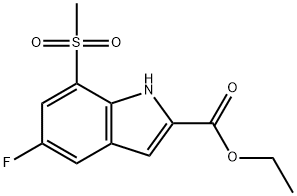 5-フルオロ-7-(メチルスルホニル)-1H-インドール-2-カルボン酸エチル 化学構造式