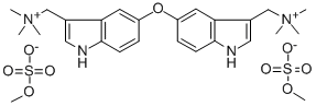 Oxybis((5,3-indolylene)methylene)bis(trimethylammonium) bis(methyl sul fate) Struktur