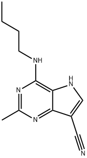 5H-Pyrrolo(3,2-d)pyrimidine-7-carbonitrile, 4-(butylamino)-2-methyl- 化学構造式